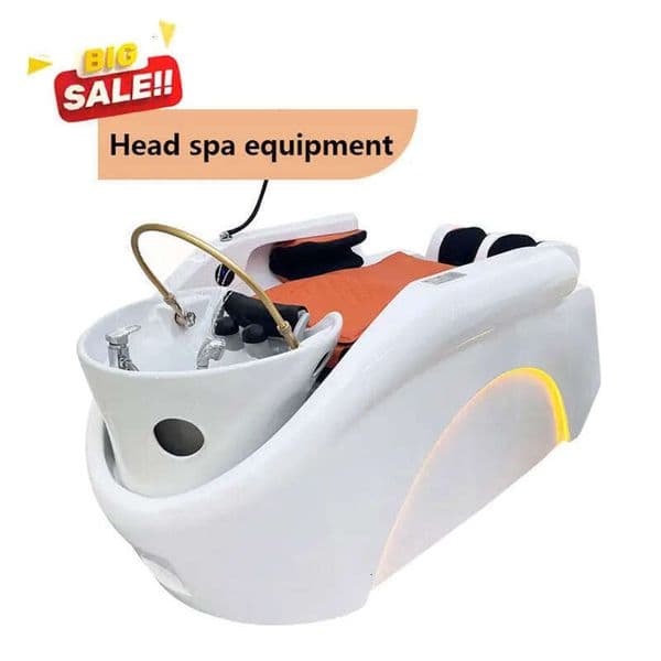 Modern Luxury Hair Salon Furniture White Wash Chair Massage Shampoo Bowl Chair Water Massage Bed Shampoo Bed