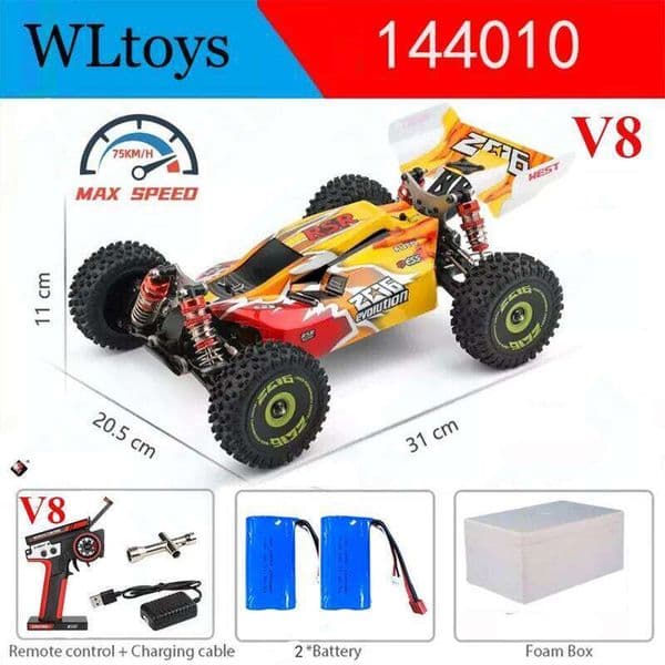 WLtoys 144010 And 144001 RC Cars 2.4G 4WD Remote Control Car 75 KM/H High Speed Metal Chassis Electric Racing for Children Gift