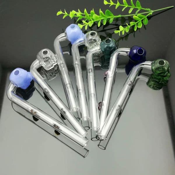 Glass Smoking pipes hookah Oil Burner Pipes Smokings Double point colored skull glass curved pot