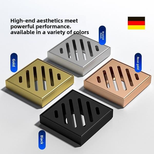 German Wiper 304 stainless steel square straight-line floor drain for bathroom, odor-proof and anti-backflow