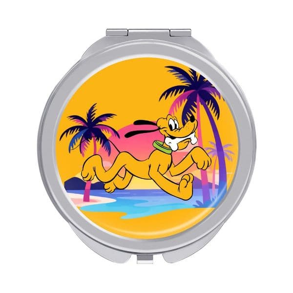 Pluto Mickey Mouse Dog Makeup Mirror Disney Cartoon Vanity Mirror Portable Compact Handheld Cosmetic Mirror Cute Looking Glass for Holiday Parties Souvenir