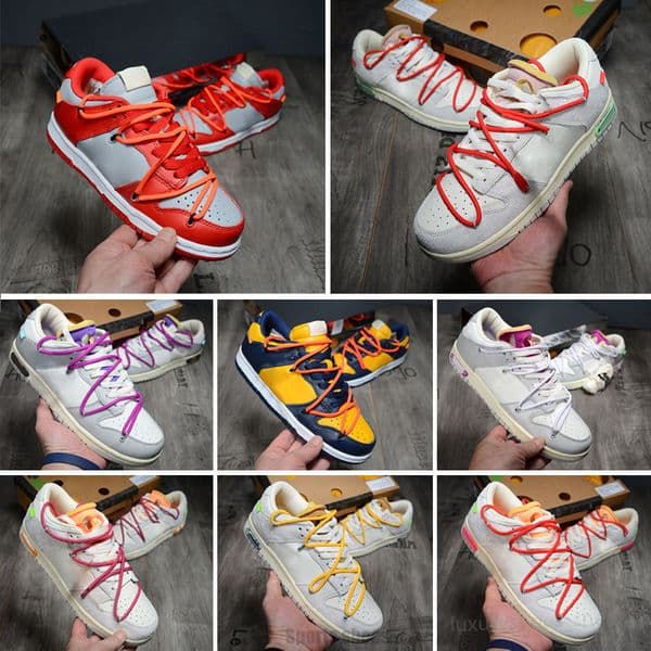 2026 Designer OW Men Women Running Sports Shoes NO.1 50 Lot The Low White Skate University Blue Fragment Skate Platform Shoe Trainers sneaker 35-46