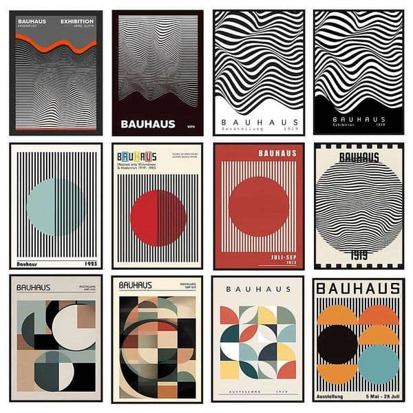 1PCS frameless Canvas paintingAbstract BAUHAUS poster, line geometric pattern canvas art painting used for room wall and liv 26L0326