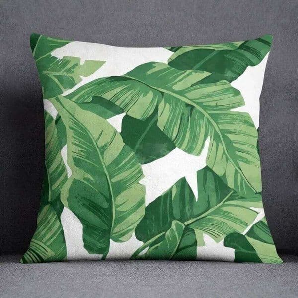Green leaf series printed modern home bedroom living room sofa cushion cover 45x45cm peach skin pillowcase 26Y0326