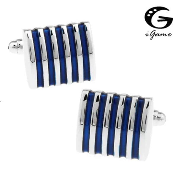 iGame 1 Pair Retail Mens Cuff Links 4 Colors Option Blue Red Black Pink Brass Fashion Stripes Business n 260326