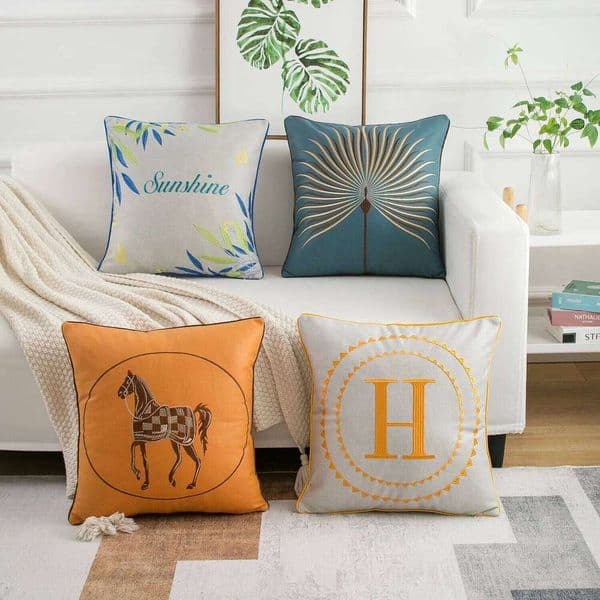 orange/blue/beige light luxury embroidery case Sofa cushion lumbar Pillowcase cover backrest home decor 26Y0326