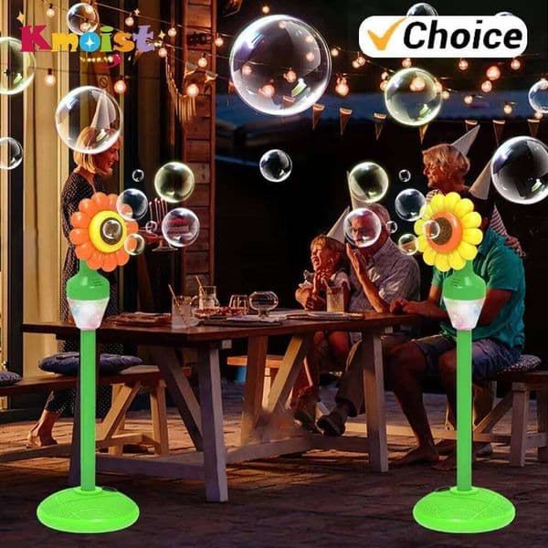 Electric Sunflower Bubbles Remote-Controlled Automatic Sound and Light Bubbles-Blowing Toy Outdoor Party Toys for Kids Gifts