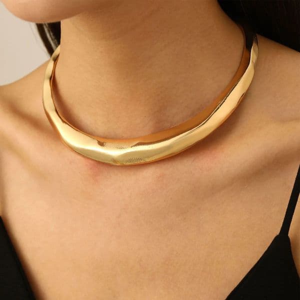 Exaggerated Metal Geometric Necklace for Women Trend European American Choker Collar Accessoriss Jewelry Party Gift 260326