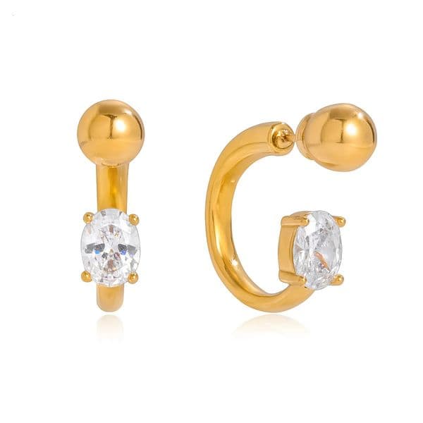 Youthway Delicate Zircon Clip Earrings For Women Minimalist C Shape 18K Gold Plated Stainless Steel Earrings Fashion Jewelry 260326BJ