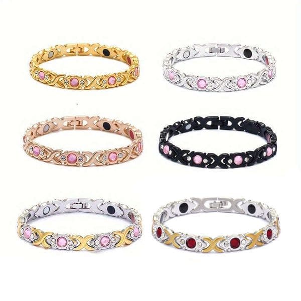 Fashion Detachable Energy Magnet Eco-Friendly Alloy Inlaid With Diamonds Adjustable Women's Bracelet Chunjinqiuli