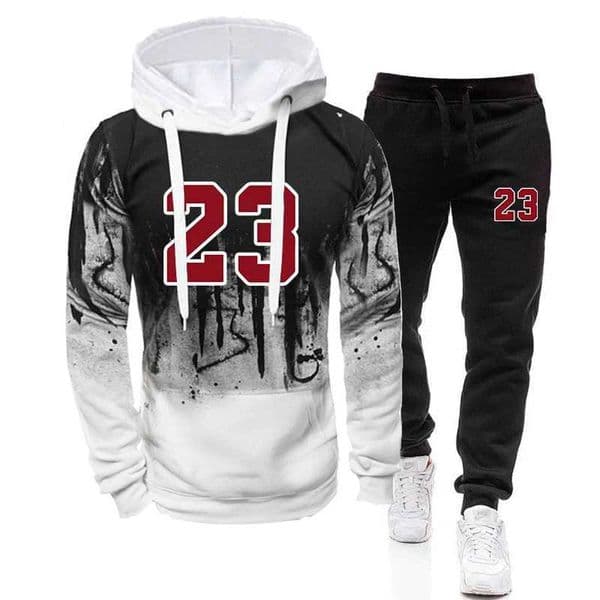 Mens Tracksuit Sports Printing Casual Hooded SweatshirtsPants 2 Piece Set Jogging Clothing Splash-ink Suit Hot Sales Menswear Z260326