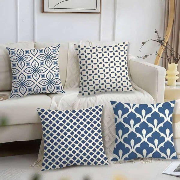Geometric Ink Blue Case Short Plush Print Cushion Cover Square Throw Pillowcase Covers Sofa Home Decor 26Y0326