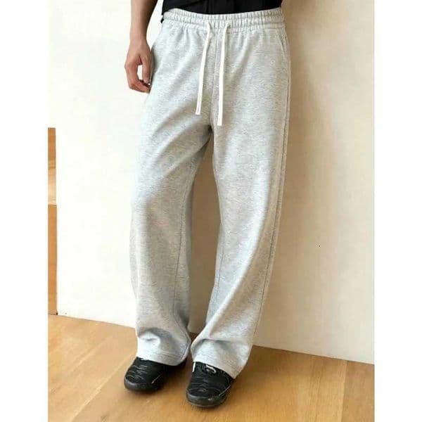 Mens casual solid-color stretch-drawstring sweatpants loose-fitting jogging pants perfect for all seasons fall and winterT260325