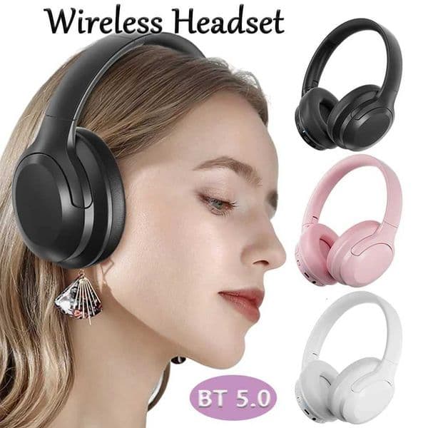 Over Ear Earphone Noise Reduction Stereo Headset Wireless Bluetooth-Compatible 50 Headphones 35mm Jack Supports Aux for MusicT260306