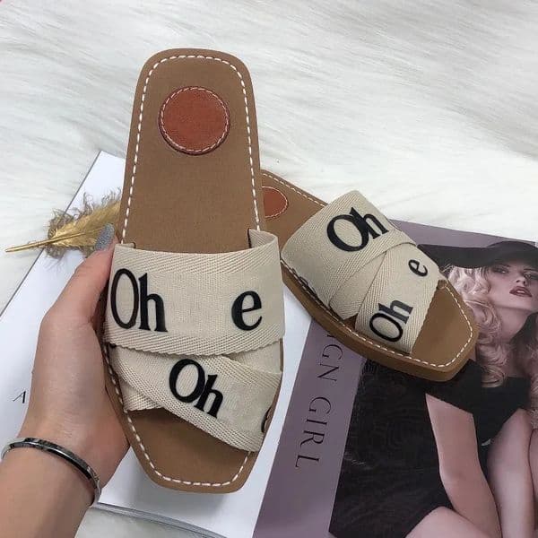 2026 Luxury Sandals Flat Slides Designer Canvas Slippers Womens sandal sandale shoes casual bottom summer flat flip flops women dhgate