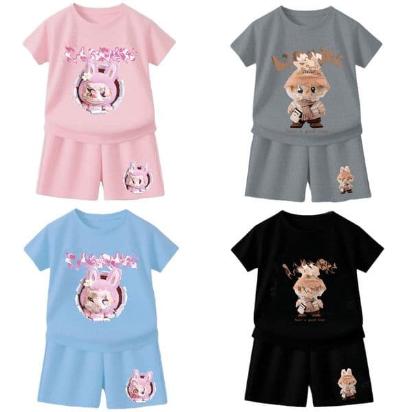 Kids Summer Clothing Sets Labubu Children Casual Suit Girls Boys Short Suits Baby Outfits For 1-8years L260528
