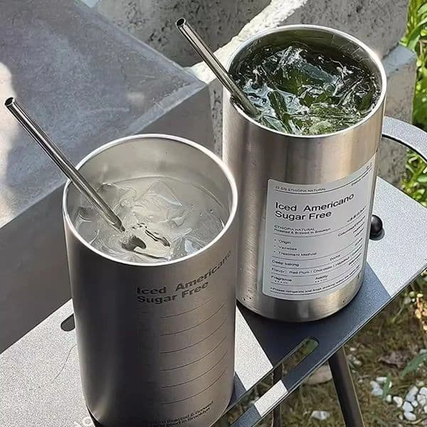 Thermos Cup Portable 304 Stainless Steel Coffee Mug Thermal Leak-proof Water Bottle with Straw Insulated Bottle Drinkware 260325