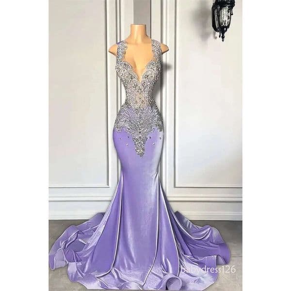 New Laveder Beadings Prom Dresses Sexy Sheer Jewel Neck Mermaid Evening Gowns For Black Girls 2026 Graduation Dress Teens Vestidos de bal BC18609 ZD19