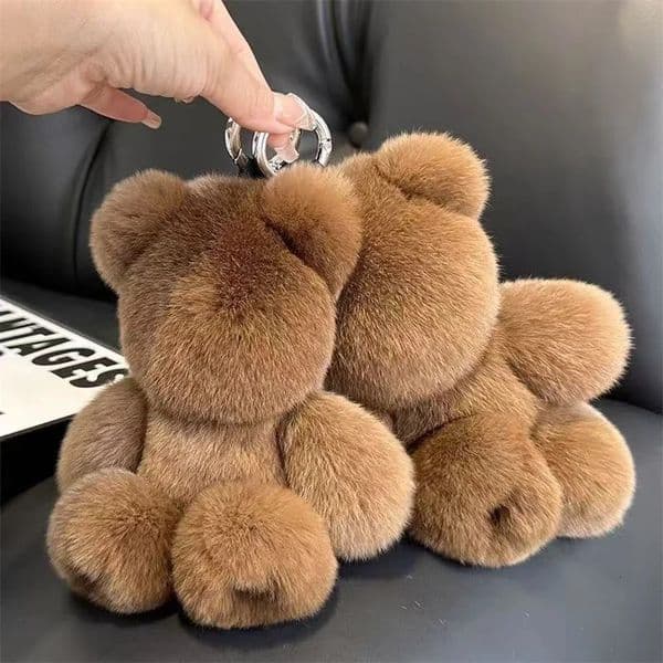 Rabbit Fur Bear Pendant Plush Bag Charm ToySoft Stuffed Animal Doll Fur keychain Teddy Bear Doll Lovely Birthday Gifts For Girl 260324
