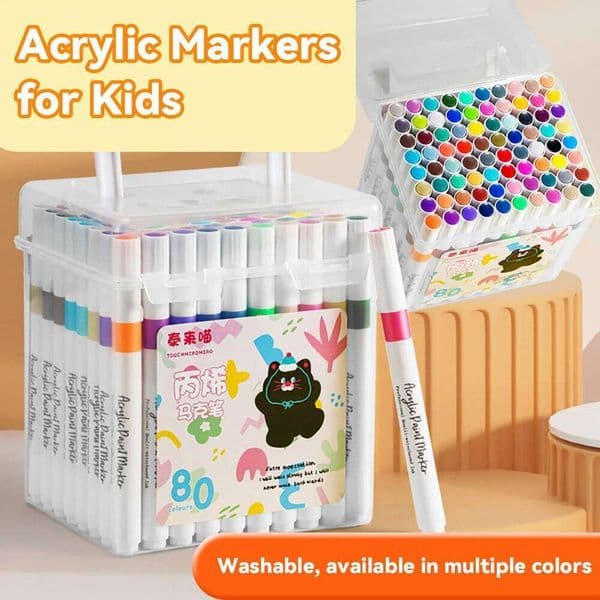 24-80 Colors Acrylic Marker Waterproof Painting Graffiti Pen Student Ceramic Glass Wood Shoes Fabric Diy Supplies Art Markers 26Y0326