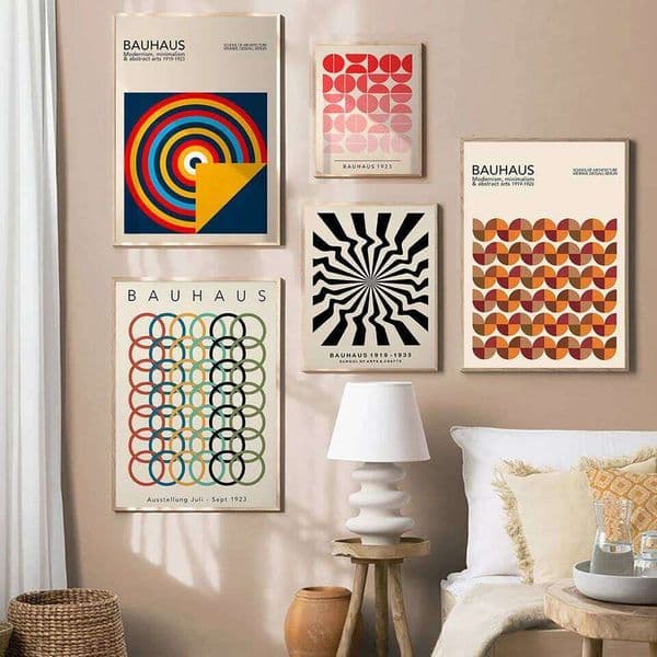 Modernist Bauhaus Geometric Canvas Poster Living Room Retro Prints Mid Century Home Decorative Wall Art Painting 26L0326