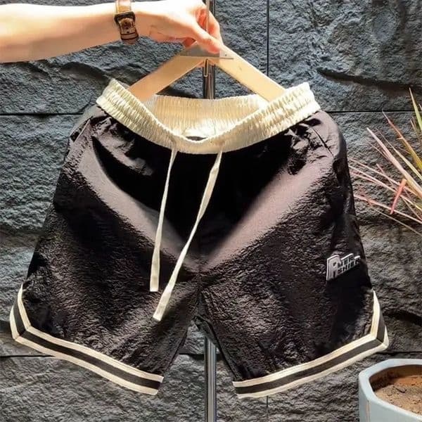 Men Summer Letter Embroidery Striped Sports Joggers Shorts Trendy Casual Streetwear Loose Straight Beach Short Pants 260326
