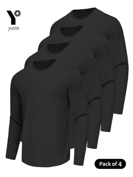 Sports LongSleeved Black 4Piece Mens Round Neck Shirt QuickDrying Top Fitness Sportswear Casual Outdoor BodyShap 260326BJ
