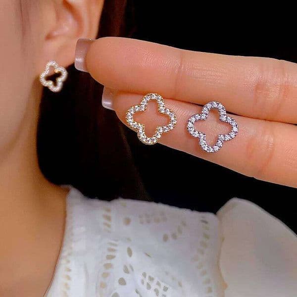 Jewelry Earrings Simple Hollow Four Leaf Clover Earrings Women Trend Everyday Wear Fashion Accessories Jewelry Gift for Her