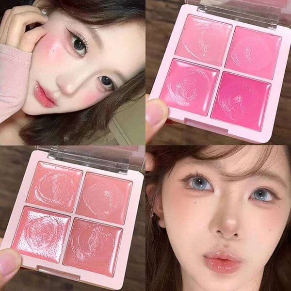 Cute Korean Girl 4Color Cream Pink Peach Water Light Blush Palette Long Lasting Easy To Color Multi-Use Lip Mud Cheek Tint Rouge 26L0327