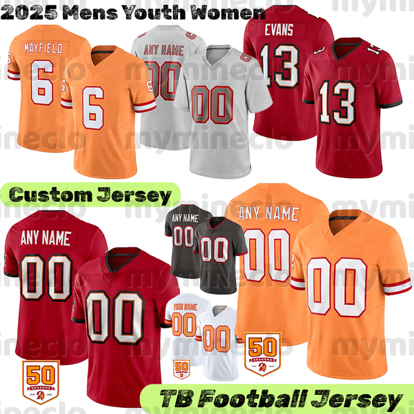 Tampa Bays BuccaneersJersey 6 Baker Mayfield Mike Evans Chris Godwin Emeka Egbuka Tom Brady Game jersey Antoine Winfield Jr. Vea Diaby Wirfs Irving football