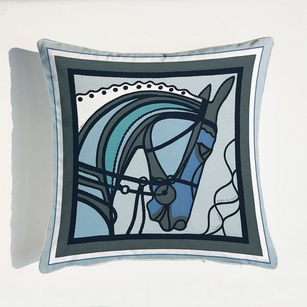Pillow Velvet Fabric French Luxury Horse Dark Blue Series Home Sofa Cover Pillowcase Without Core Living Room Bedroom