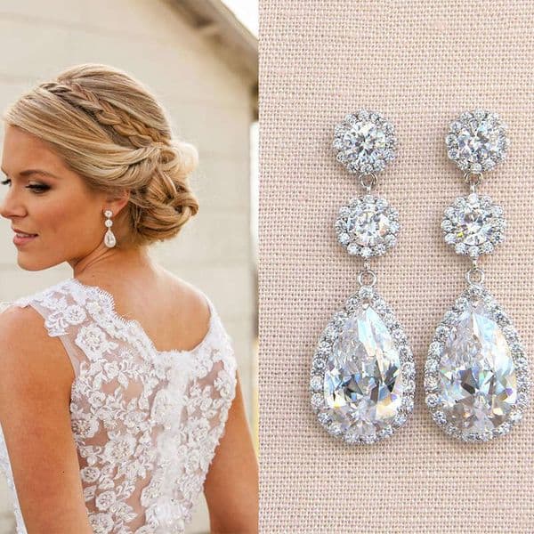 new Jewelry water drop Moissanite earrings super shiny bridal for women romantic wedding earrings
