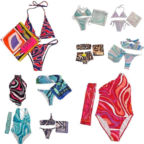 Women Sexy Bikini Designer Vintage Split Backless Swimsuit Summer Vacation Beach Bathing Suits