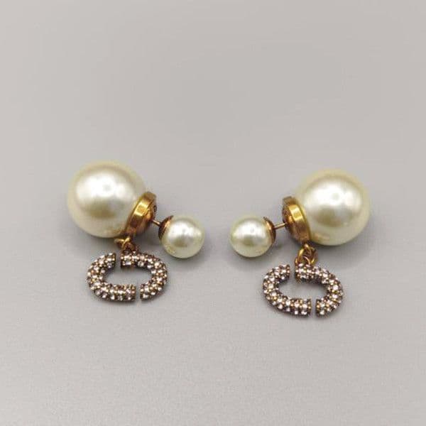 quality mirror with Pearl earring Designer with Diamond stud Luxury Earrings Pearl Studs Women Pearl Party Jewelry without box