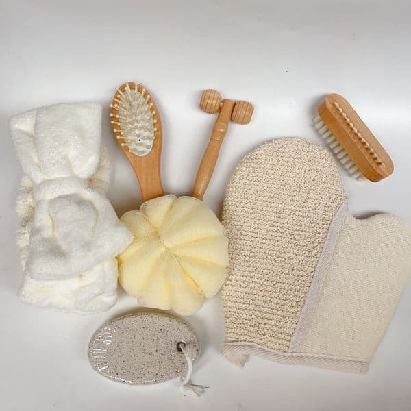 8Pcs/Set Burlap Tote Bag Bath Set Storage Portable For Travel Mothers Day Gift Shower Skin Care Bathing Tool
