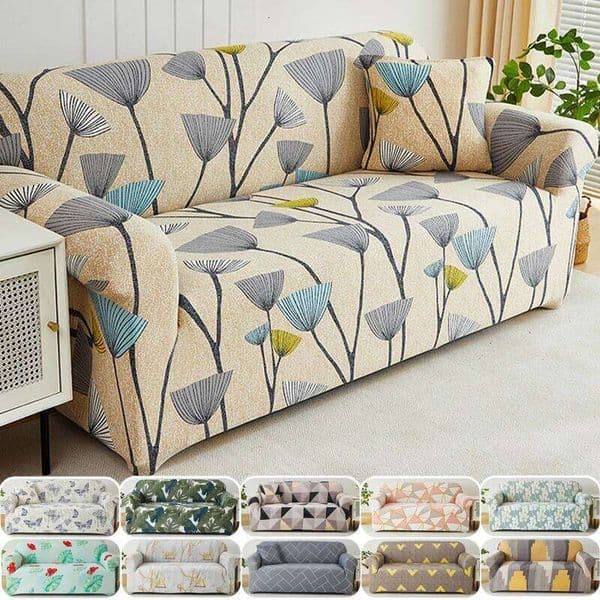 1pc Slipcover, Non-slip Printing Flower Sofa Couch Cover Furniture Protector for Bedroom Office Living Room Home Decor 26L0327