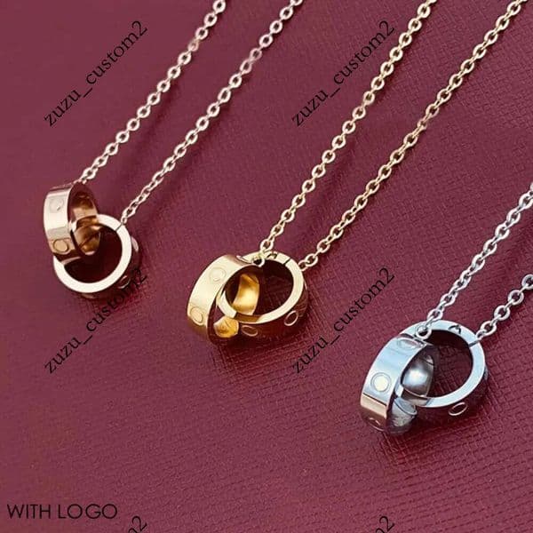 sier gold Designer jewelry designers double ring christmas gift cjeweler mens woman diamond love pendant necklaces hav