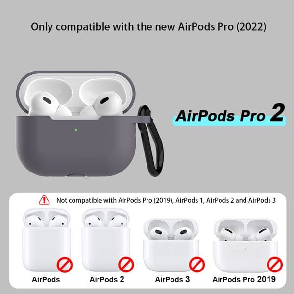 Premium Silicone Case for AirPods Pro 2 - Full Body Protection Dustproof Plug & Portable Carabiner
