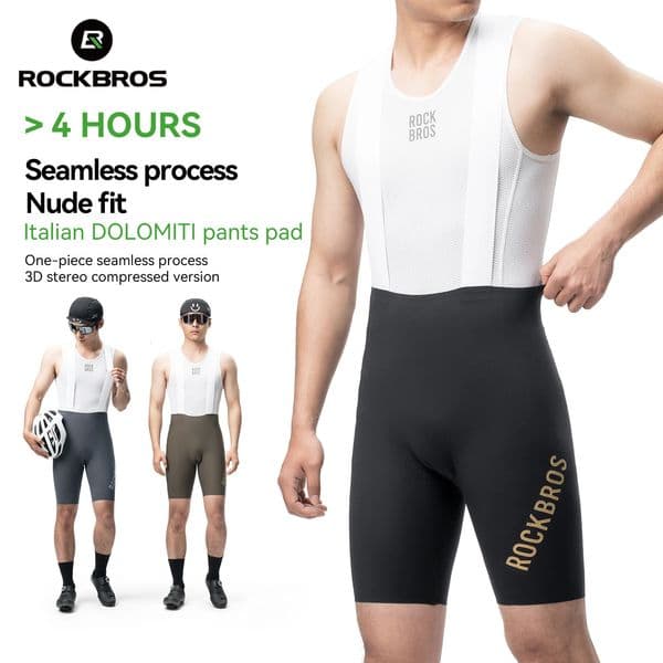 ROCKBROS Summer Cycling Bib Shorts High Elastic Breathable Anti-slip Shorts Comfortable DOLOMITI Pad Tights Men Cycling Shorts 260324BJ