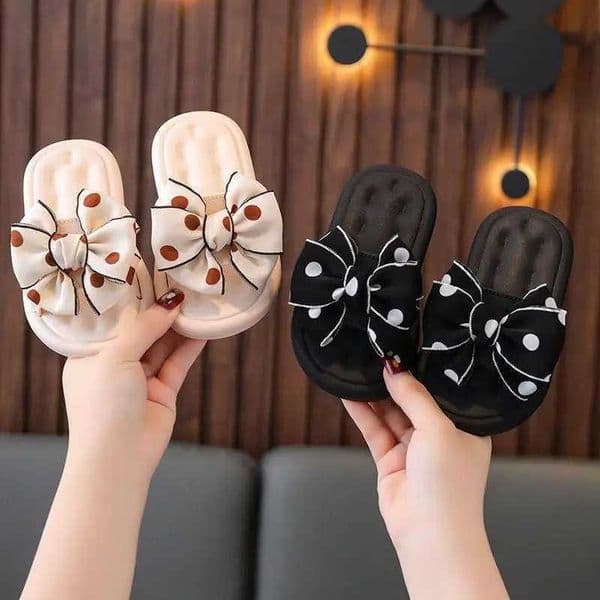 Bow Flats Open Toe Slide Sandals Non-slip Flip Flops Children Home Slippers Kids Girls Summer Cute Beach Slippers ShoeT260327