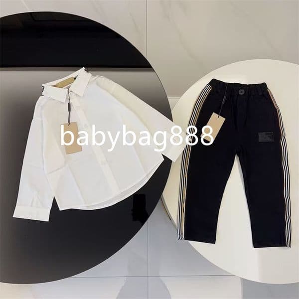 Designer Baby two-piece Shirt Children's Designer shirt Long sleeve children's Cardigan Girls Boys cotton suit size 90cm-160cm B23