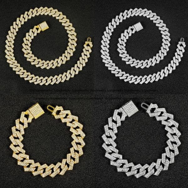 jewlery designer for women Pendant necklace men VVS Dia Cuban k Chain Hip Hop Rapper diamond Mossanite Tennis bracelet 15mm Baguette Iced Out Sier Jewelry luxury Gift