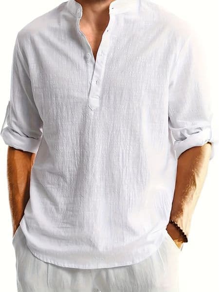 Mens Casual Fashion Long Sleeve Linen Shirt Stylish Comfortable Breathable Mens Clothing 260324