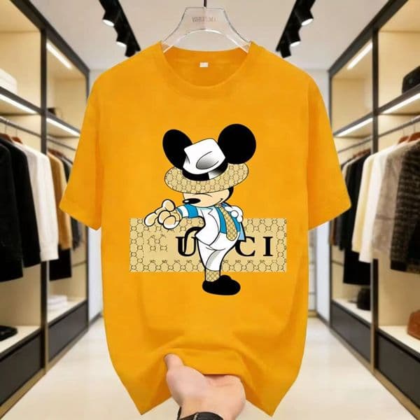 Trendy casual printed short-sleeve T-shirt, men's and women's streetwear hip-hop style stylish T-shirt with high-end slogan and cartoon print design
