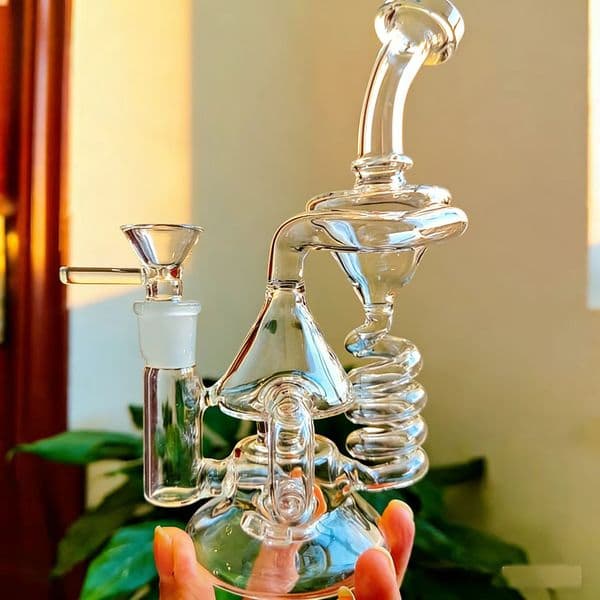Thick Glass Bong Smoking Glass Water Pipes Bubbler Recycler Water Bongs Hookahs Shisha Accessory With 14mm 7.8inchs