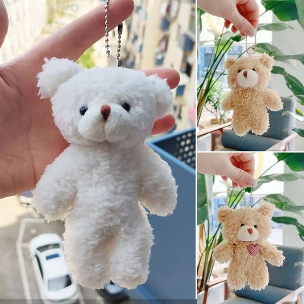 10cm12cm Cute Bear Plush Keyring Pendant Soft Stuffed Plush Keychain Toy Backpack Pendant Birthday Gifts for Children 260327