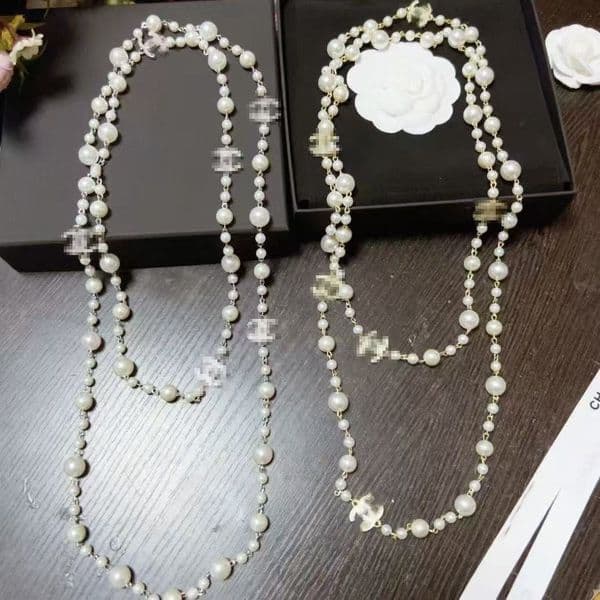 Pearl necklace for women diamonds Designer enamel White elegant all match Lady party Letter Gold Stainless jewelry