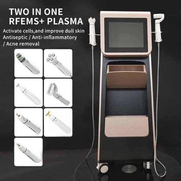Upgraded Vertical 2 In 1 RF EMS Plasma Skin Smooth Anti-Aging Beauty device For Mole Freckle Remove Deep Dermal Resurfacing Anti-Inflammatio