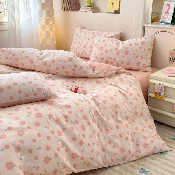 100 Cotton 4-Piece Duvet Cover Set 1 Duvet Cover 2 Pillowcases 1 sheet Minimalist Cartoon Design Ultra-Soft Bedding Set H260327