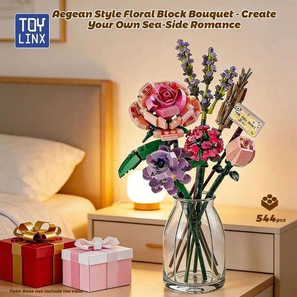 544pcs DIY Eternal Flower Building Blocks Model Pink Rose Lavender Idea Educational Toys Bricks Desk Decor Gift for Girls